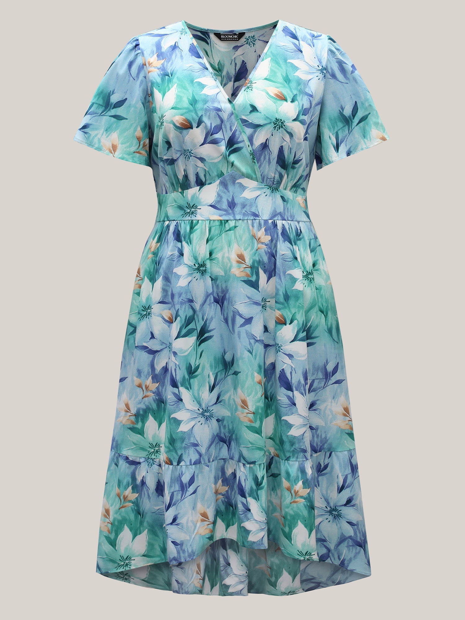 Floral Print High Low Hem Midi Dress