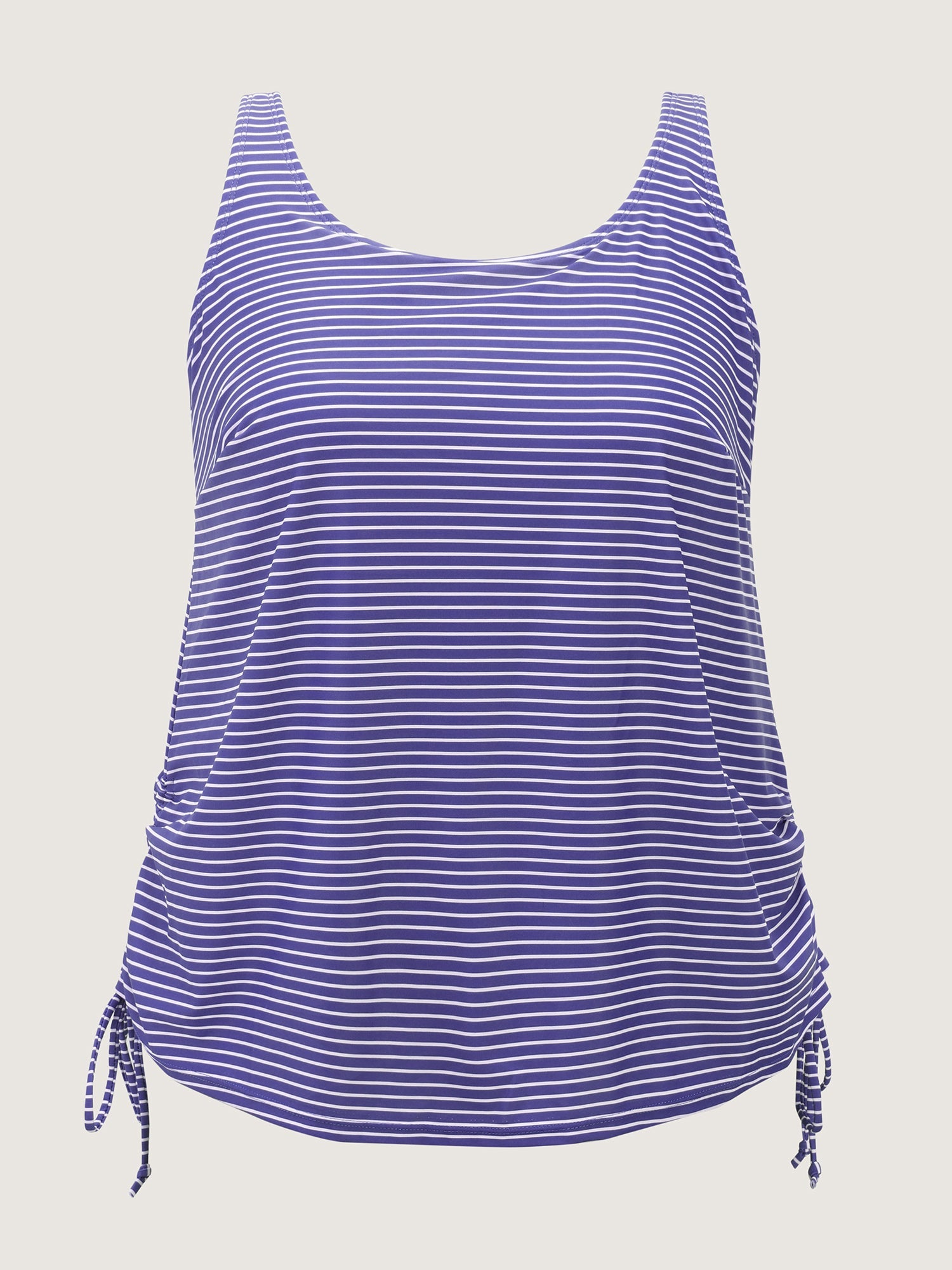 Striped Non-Removable Cups Swim Top