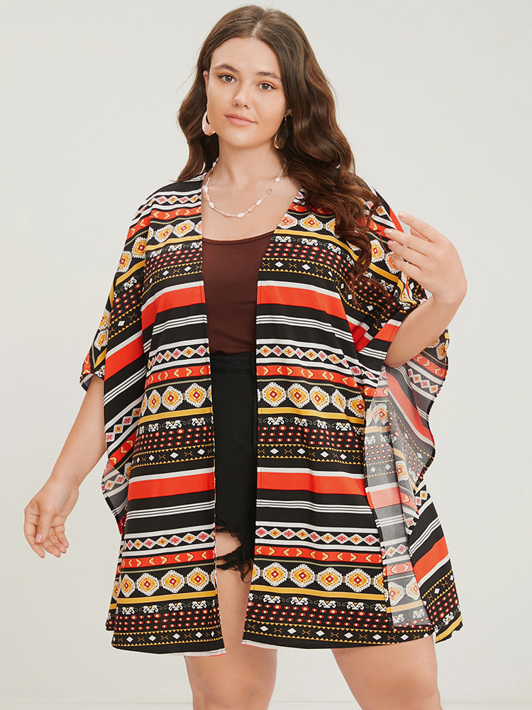 Bandana Dolman Sleeve Open Front Cover Up