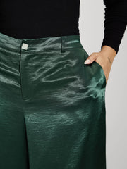 Satin Button Detail Straight-Leg Pants