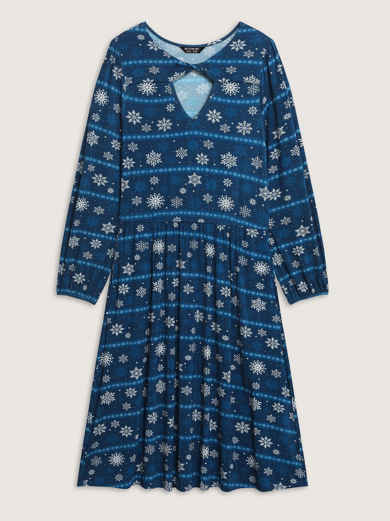 Happy Holidays Neck Cut-Out Midi Dress