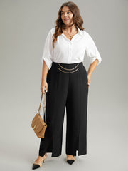 Static-Free Metal Chain Detail Split Hem Pants