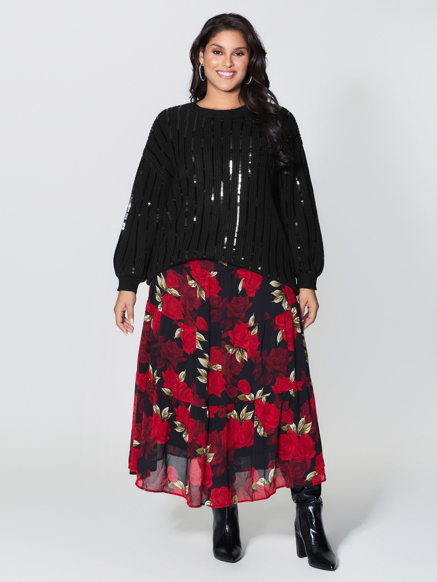 Sequin Embroidered Textured Pullover