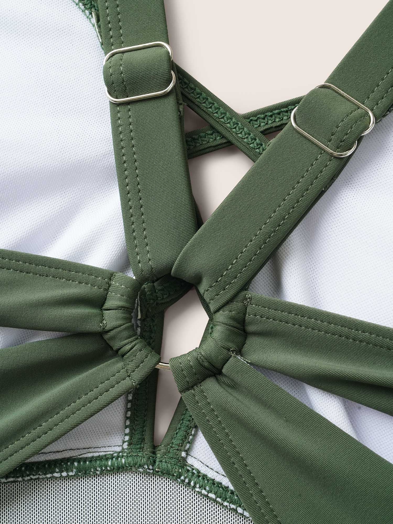 Solid Crisscross Cut Out Backless One Piece Swimsuit