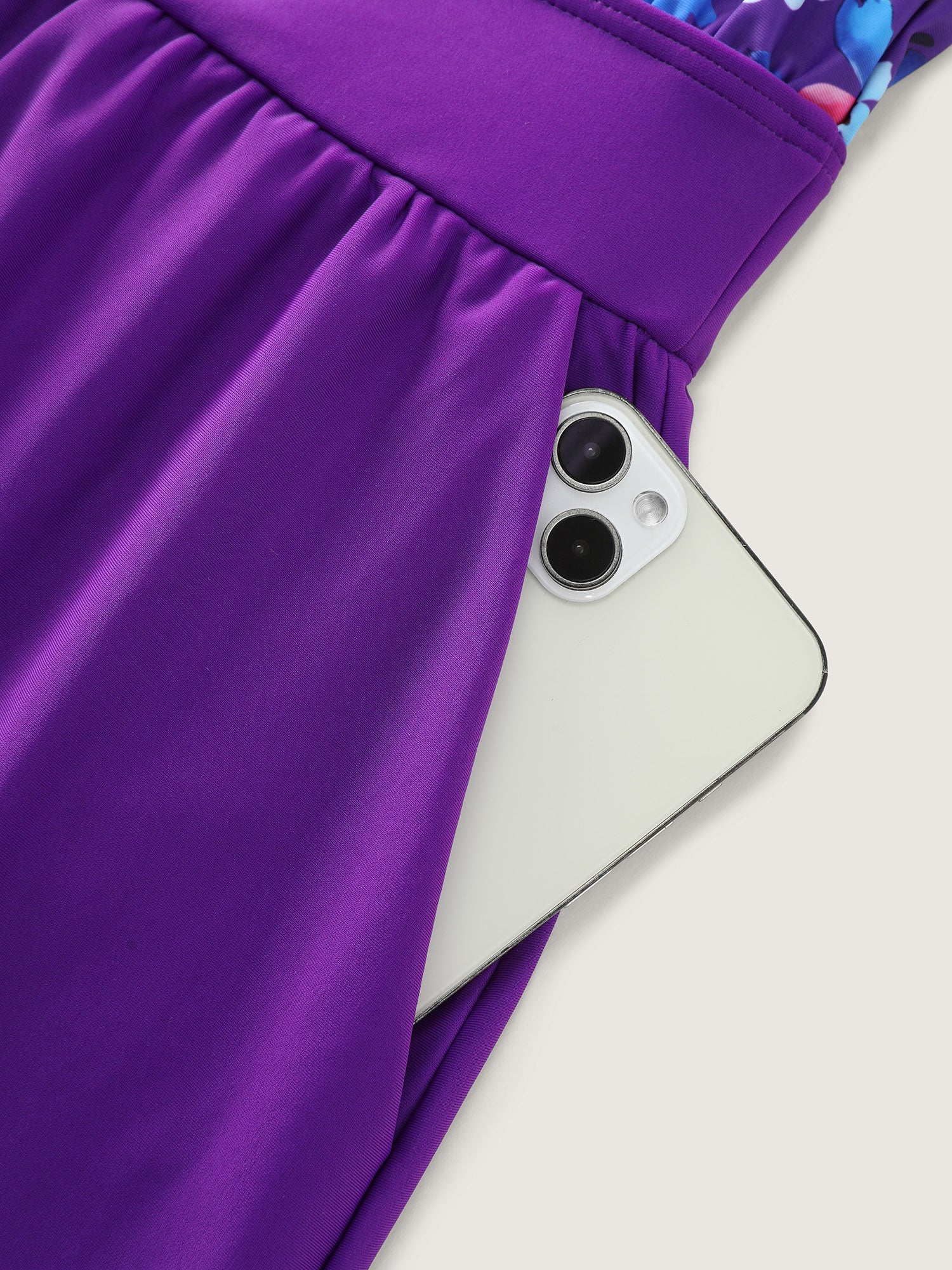 Floral Print Keyhole Pockets Swim Romper