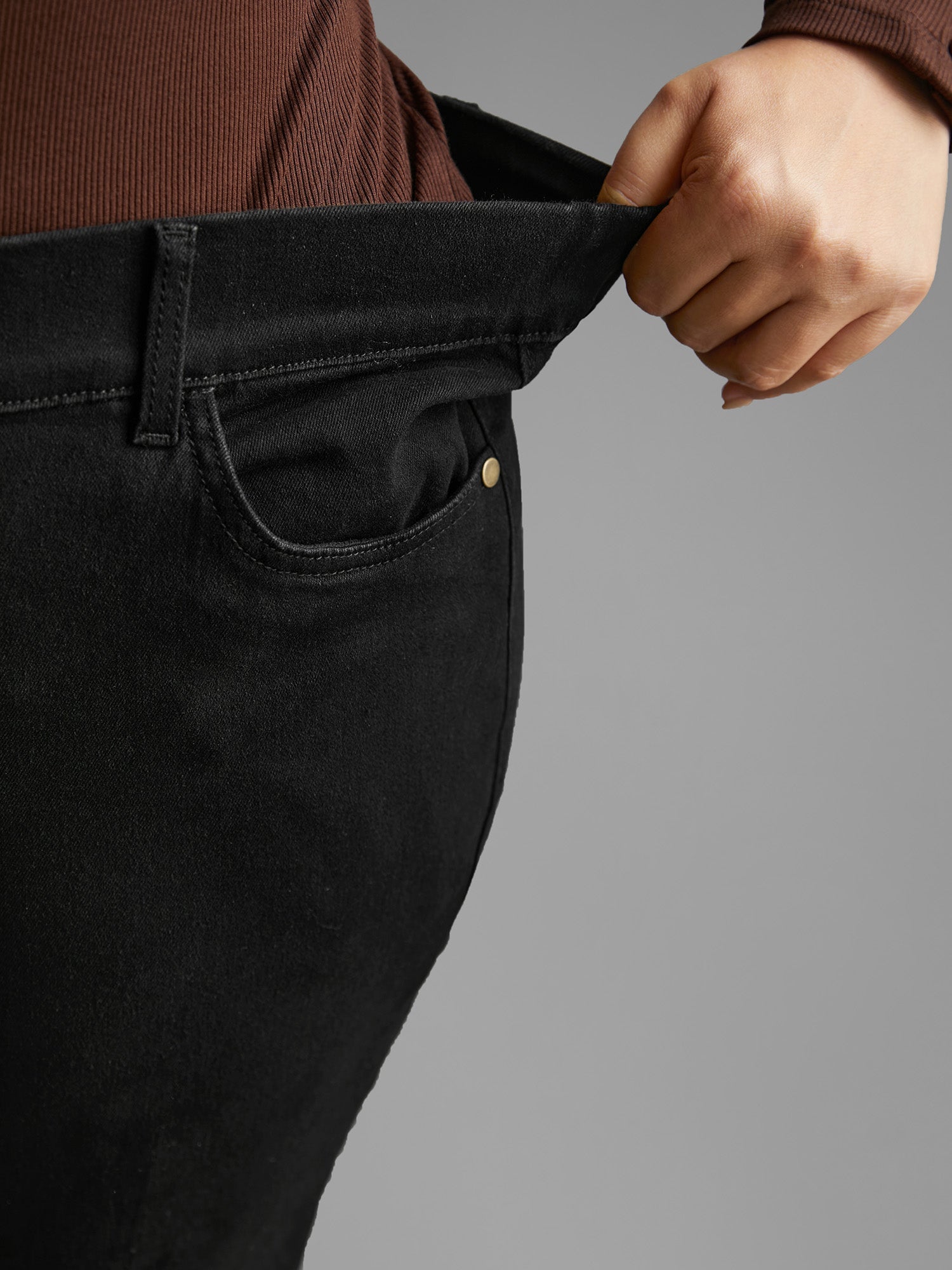 Black Wash Buckle Detail Bootcut Jeans