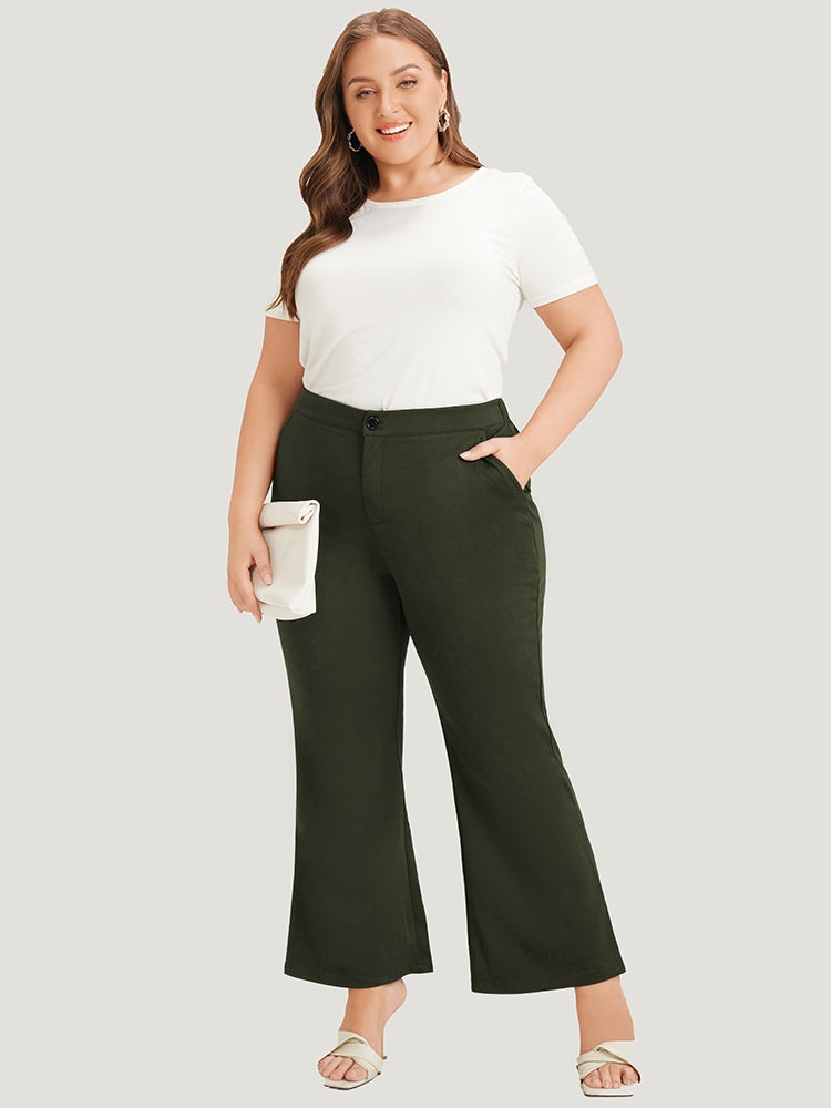 Solid Flare Leg Pocket Pants
