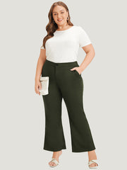 Solid Flare Leg Pocket Pants