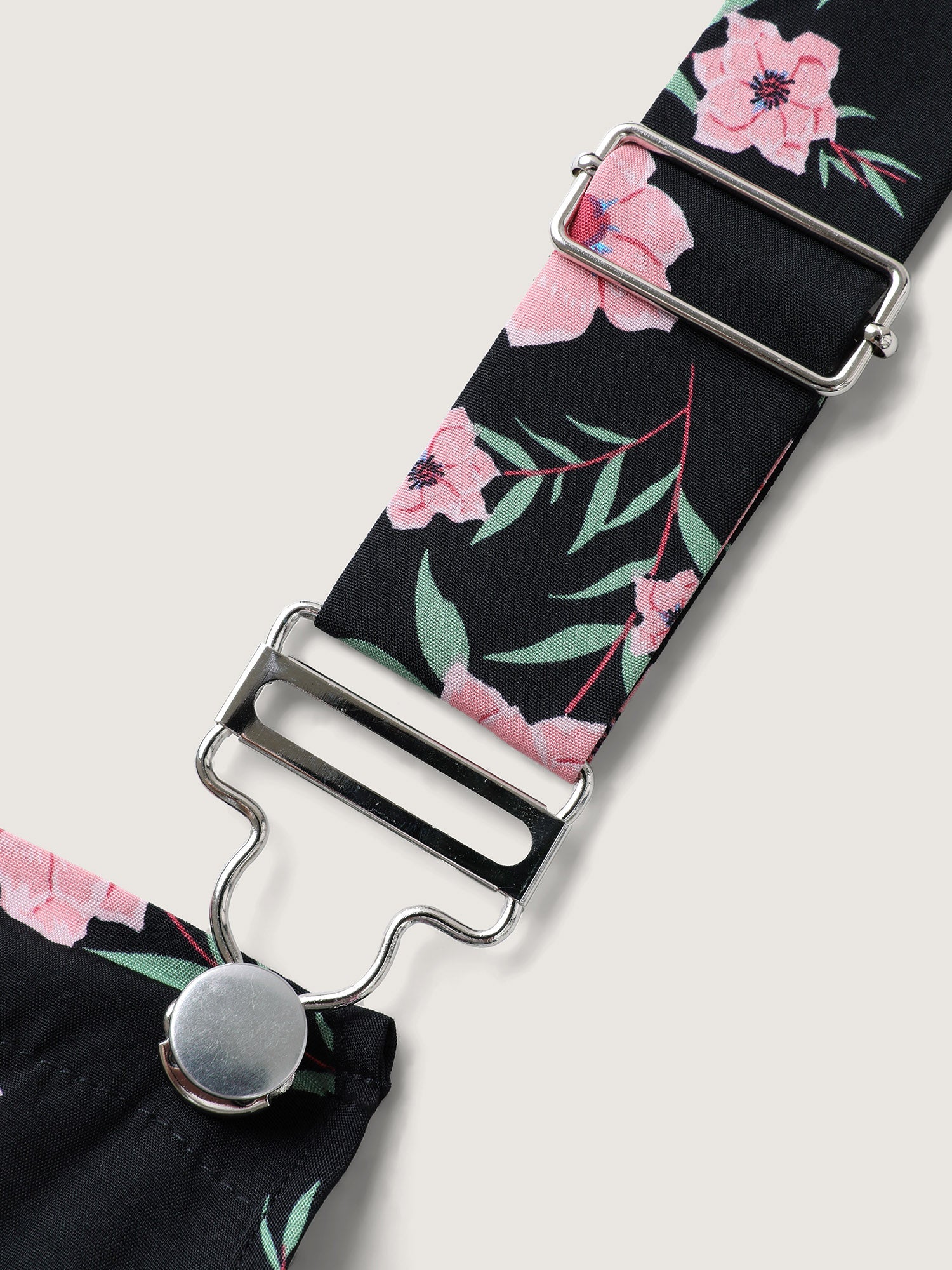 Floral Print Overall Straps Stretchy Romper