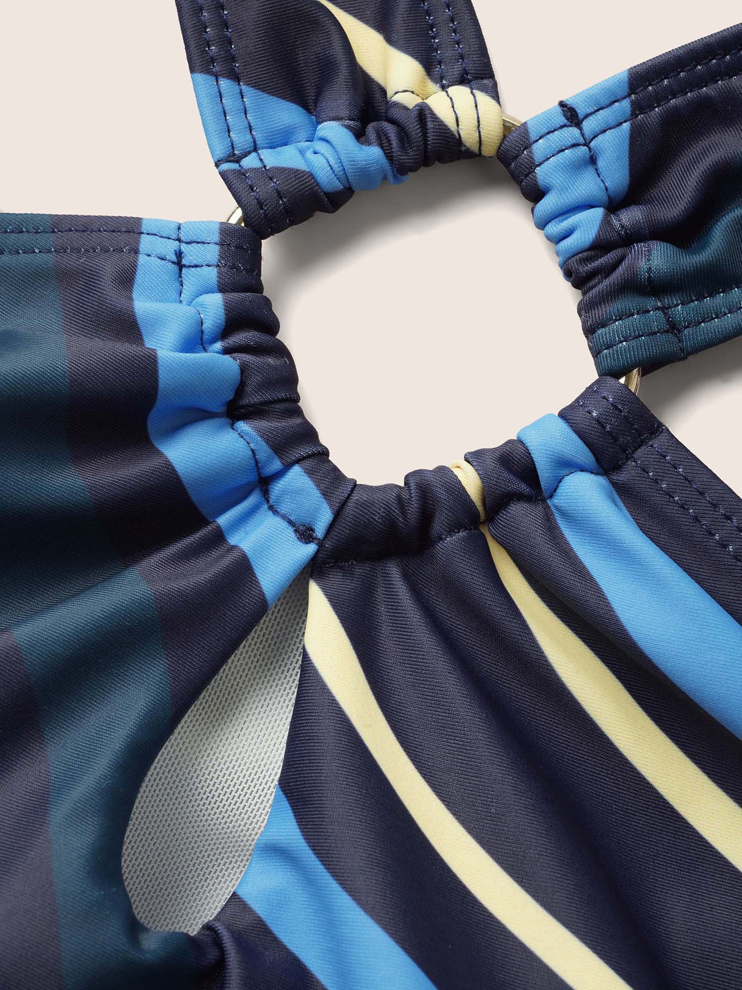 Striped Keyhole Tie Knot Swim Top