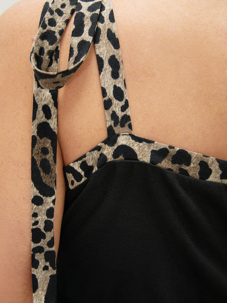 Supersoft Essentials Leopard Patchwork Elastic Waist Pocket Cami Dress