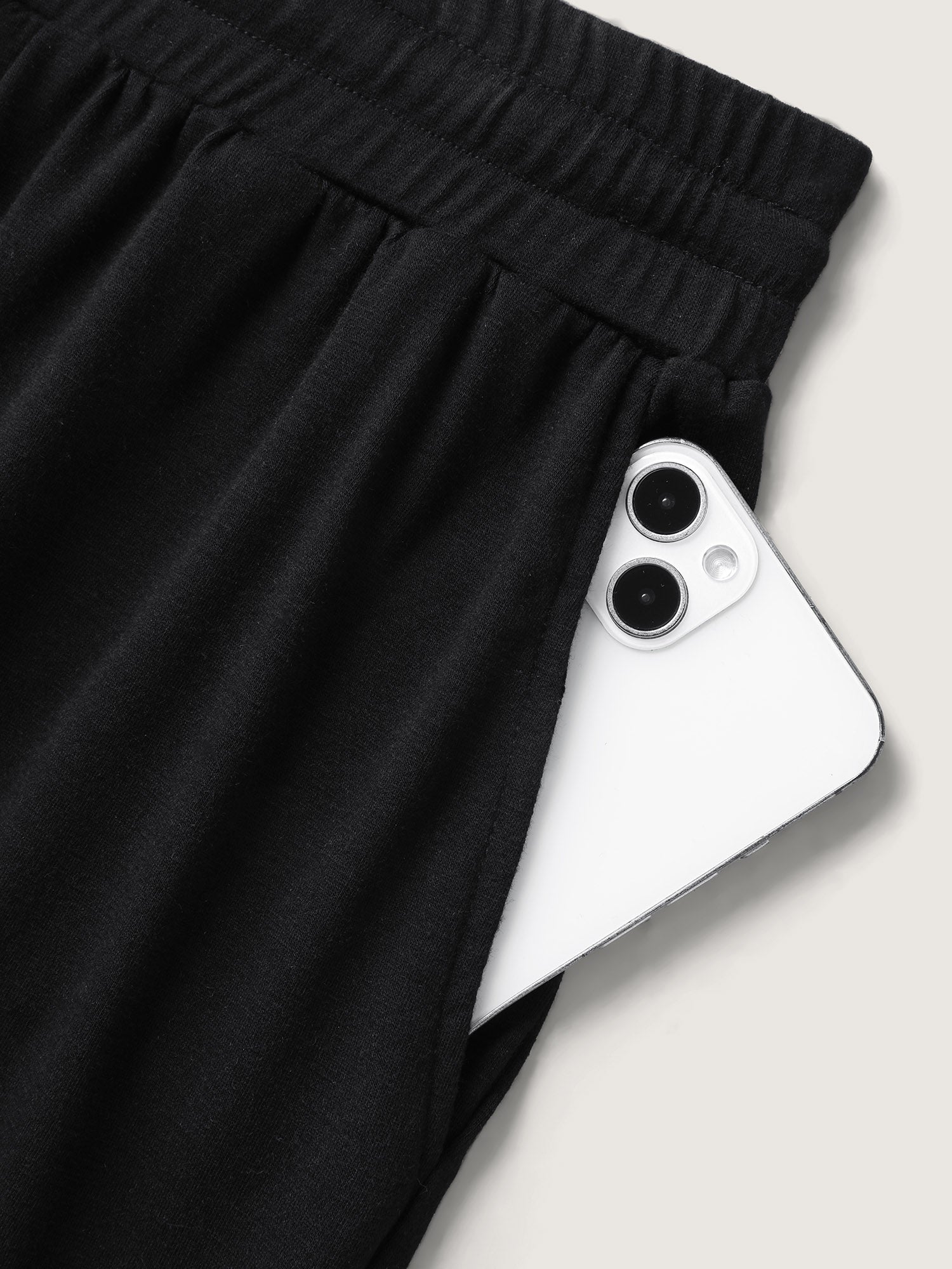 Stretchy Slit Drawstring Straight-Leg Shorts