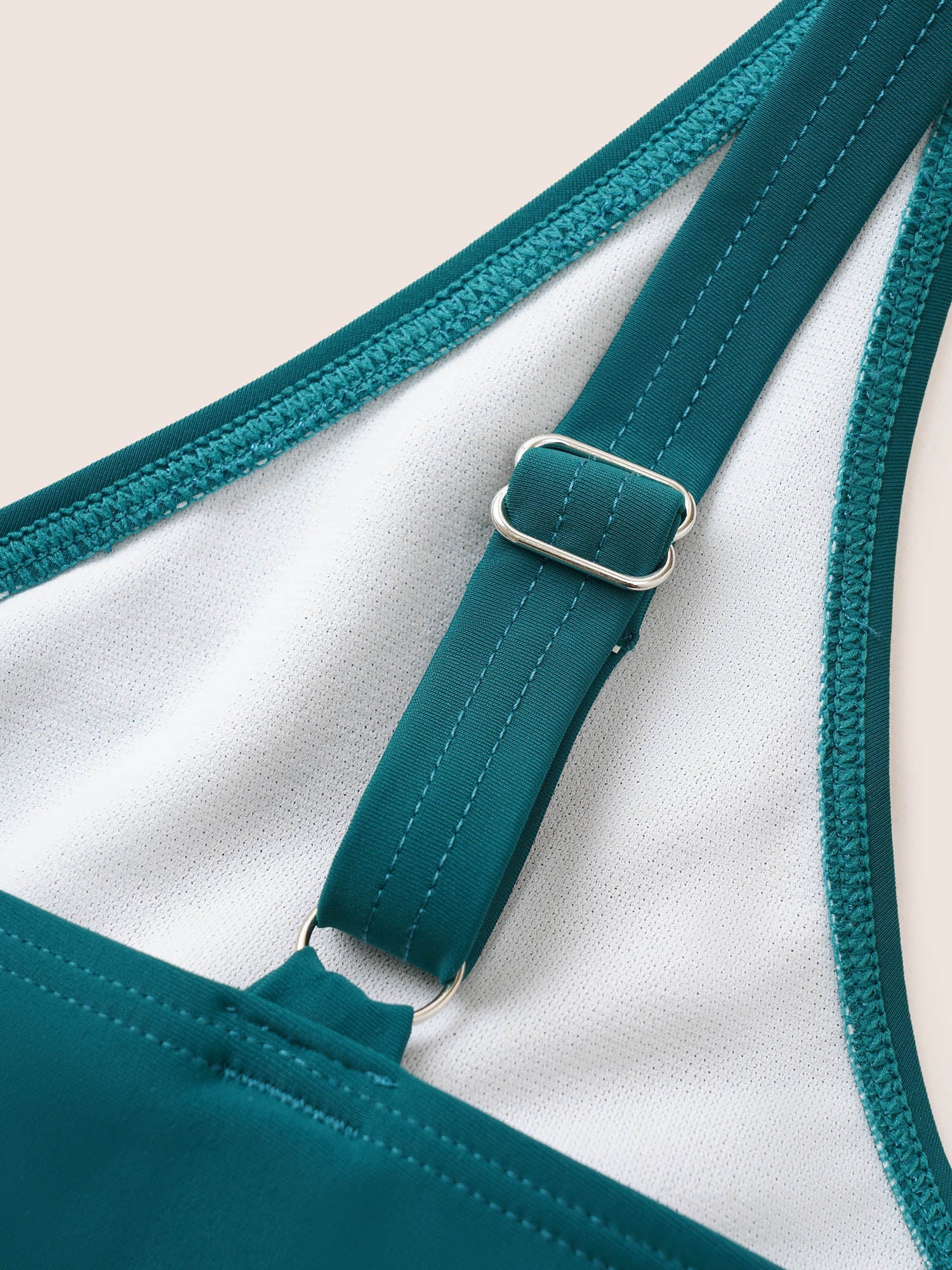 Solid Keyhole Tiered Ruffle Hem Swim Top