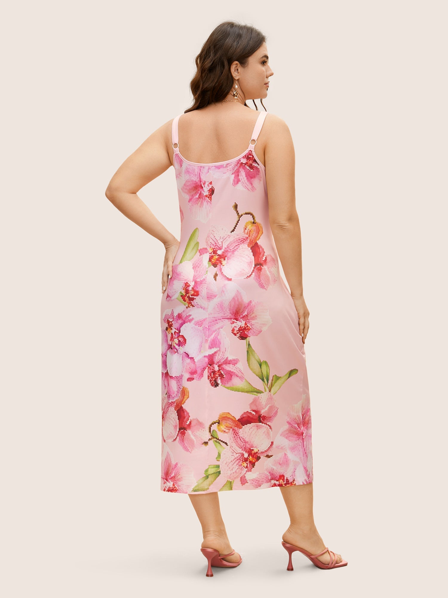 Slim Fit Butterfly Orchid Adjustable Straps Dress