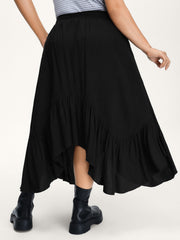 Shirred Wide Waistband Asymmetrical Skirt