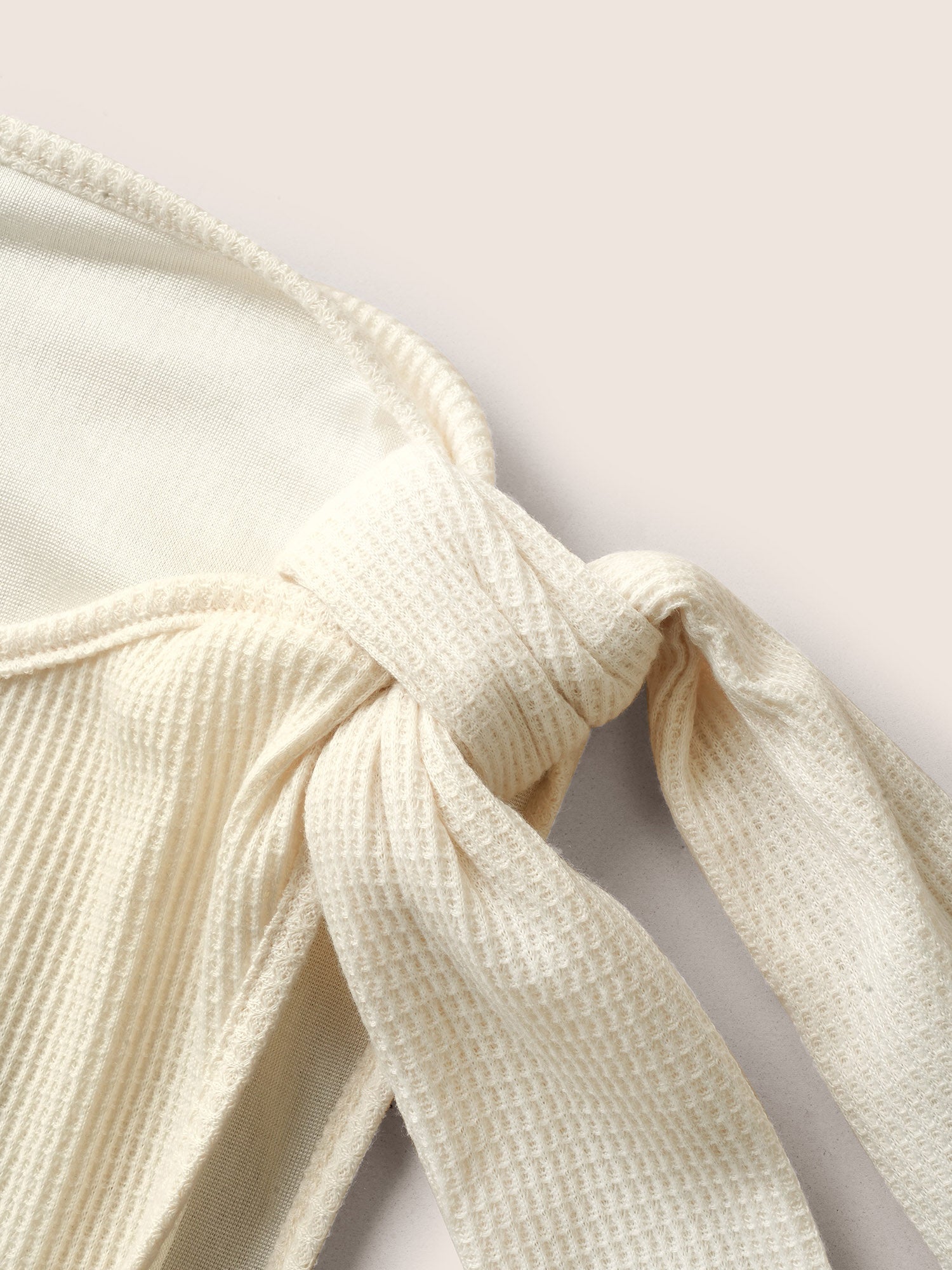 Asymmetrical Neck Waffle Knit Tie Knot Dress