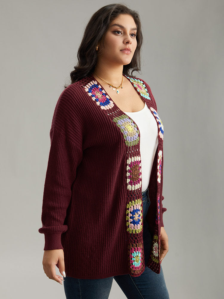 Floral Embroidered Open Front Cardigan