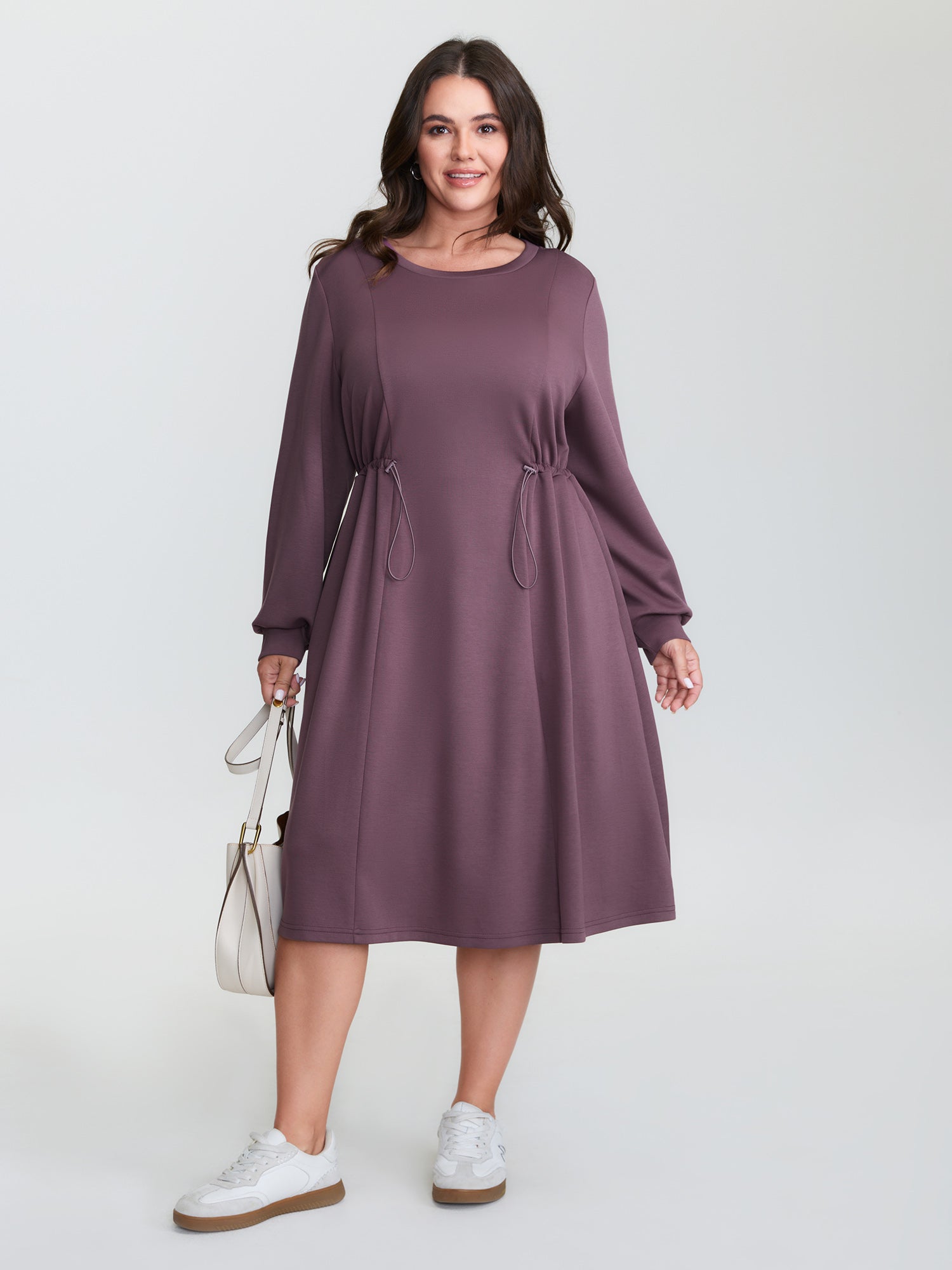 Adjustable Drawstring Side Midi Dress