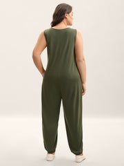 Stretchy Solid Wrap Tie Harlan Jumpsuit