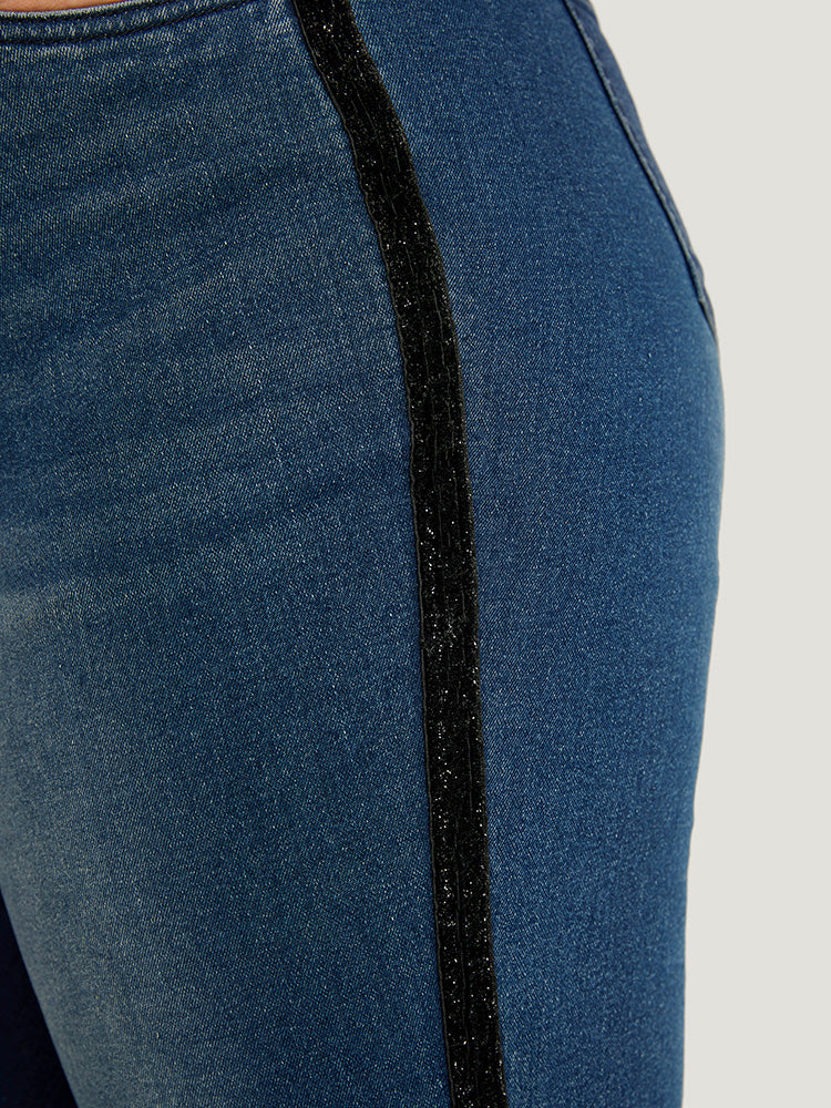 Glitter Patchwork High Rise Very Stretchy Jeans