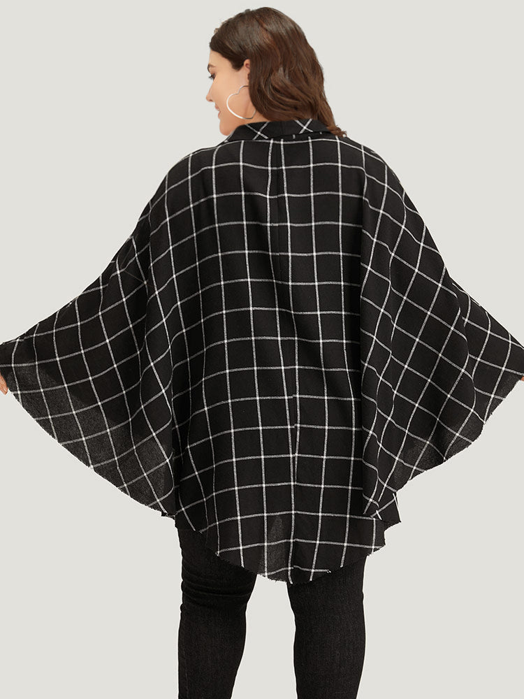 Plaid Buckle Detail Cape Kimono
