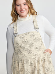 Floral Print Corduroy Pockets Jumpsuit