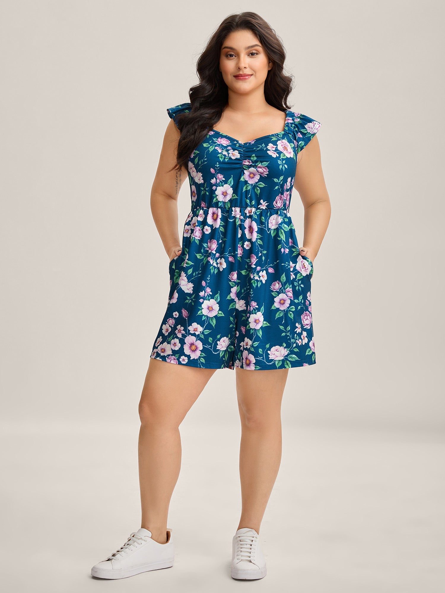 Flirty Floral Print Cinched-Waist Romper