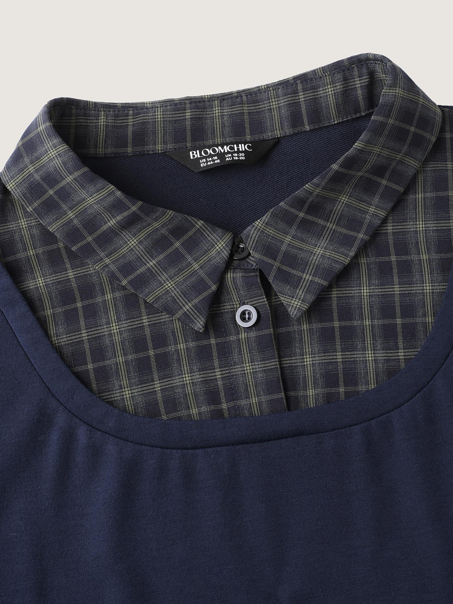 2-in-1 A-line Plaid Sweater Shirt Top