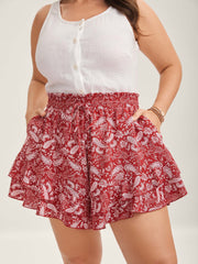 Paisley Print Flared Wide-Leg Shorts