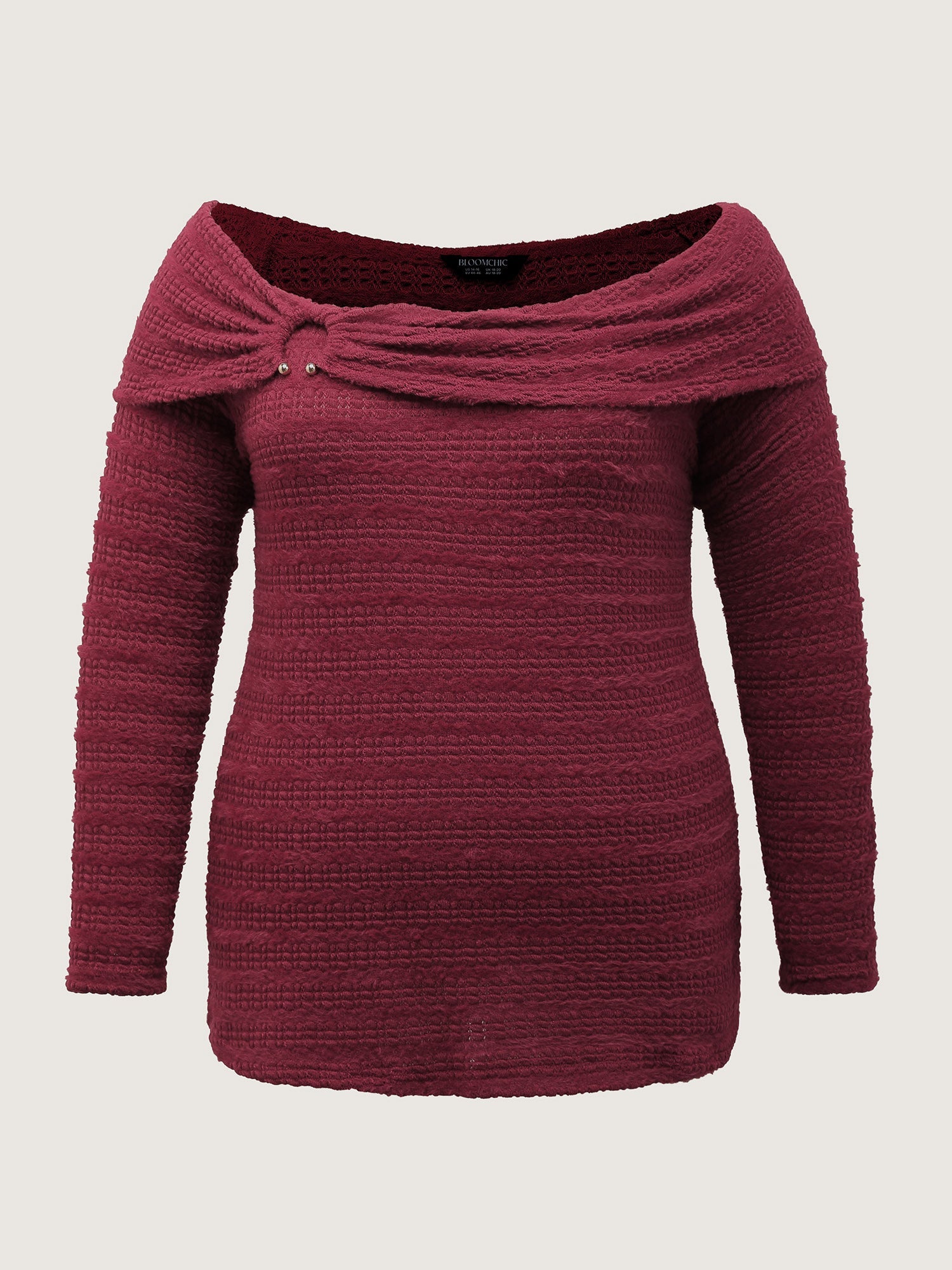Furry Textured Off-Shoulder Knit Top