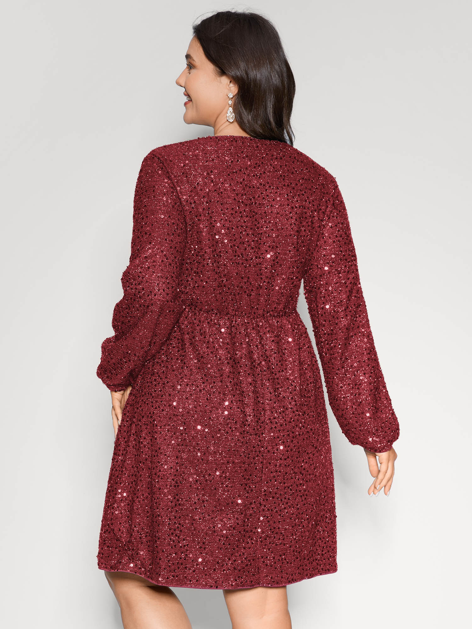 Shimmery Sequin V-Neck Knee Dress