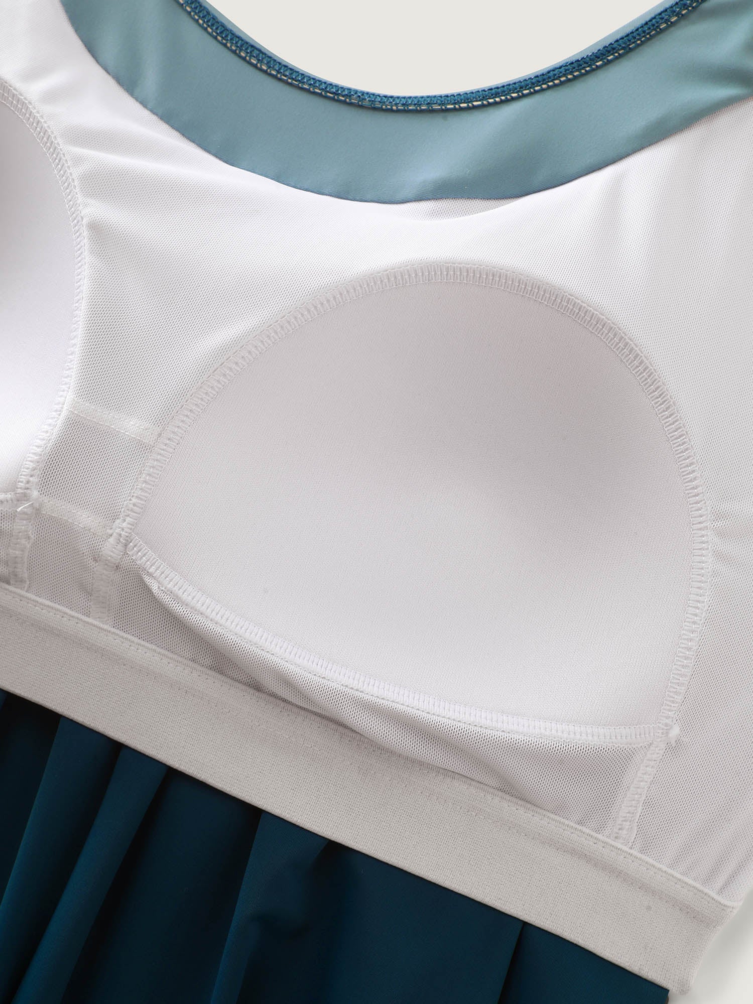 Color Block Pleated Adjustable Swim Top