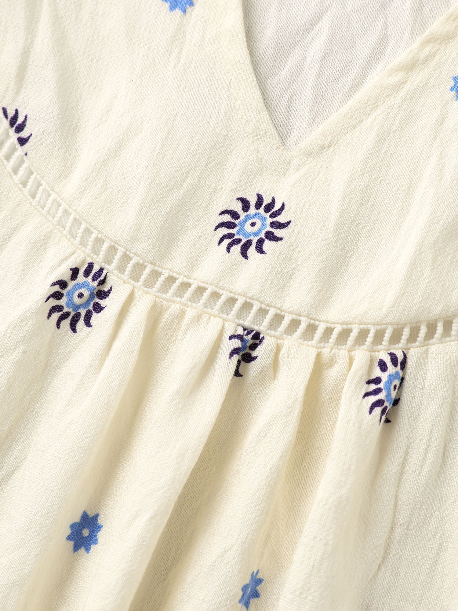 Boho Print Notched Collar Blouse