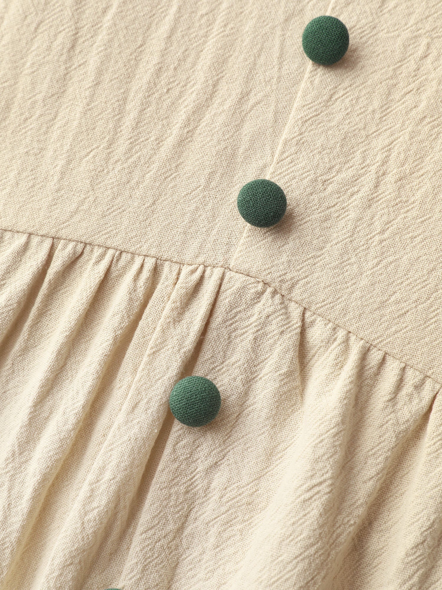 Floral Embroidery Button Front Knee-Length Dress