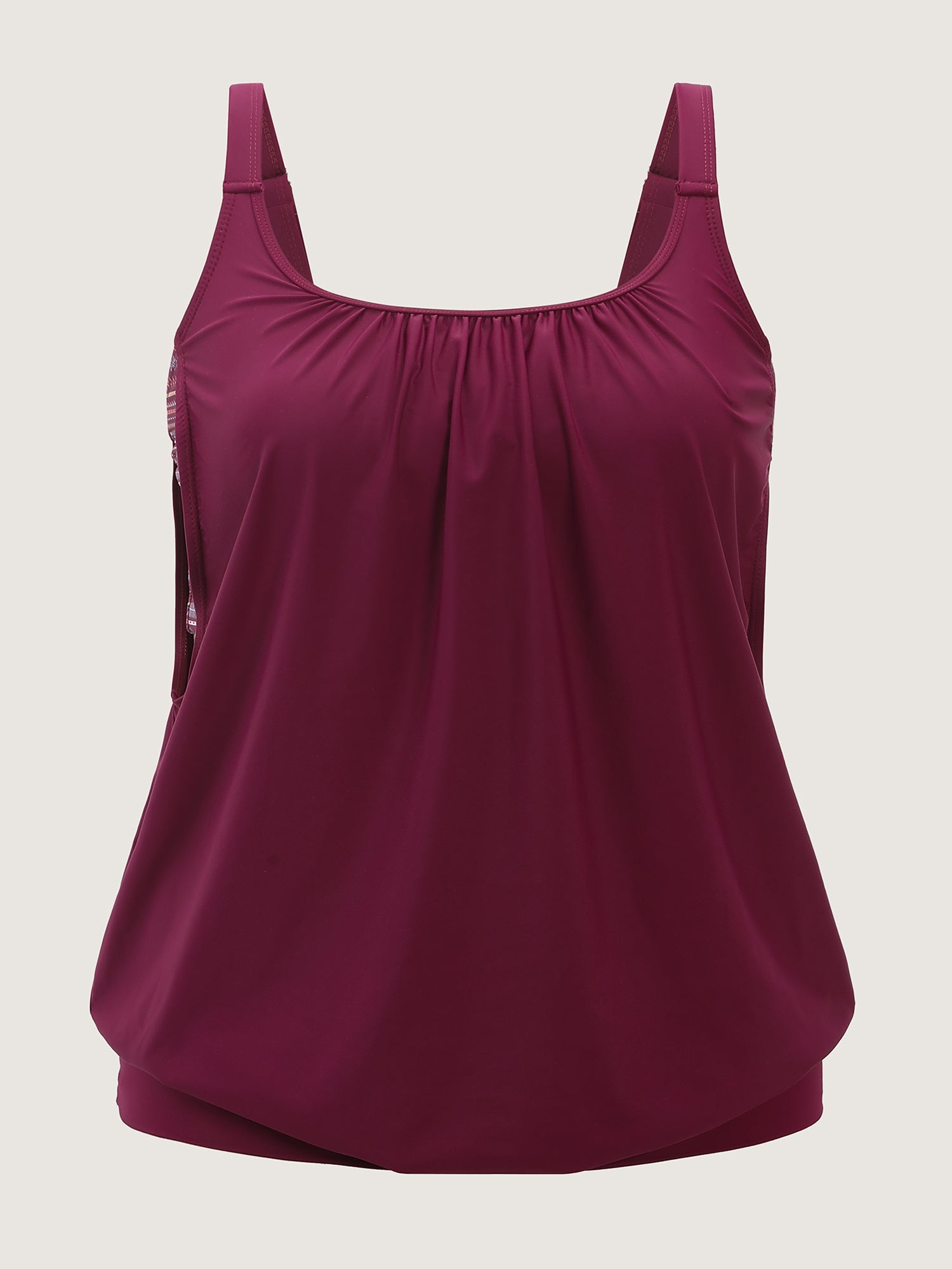 Bandana Patchwork Contrast Gathered Cut Out Tankini Top