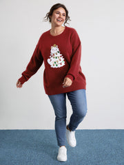 Festive Cat Tree Colorful Pullover
