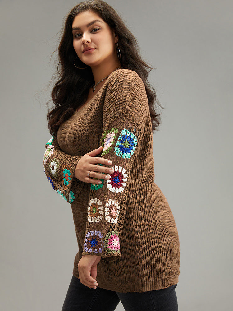 Floral Embroidered Hollow Out Pullover