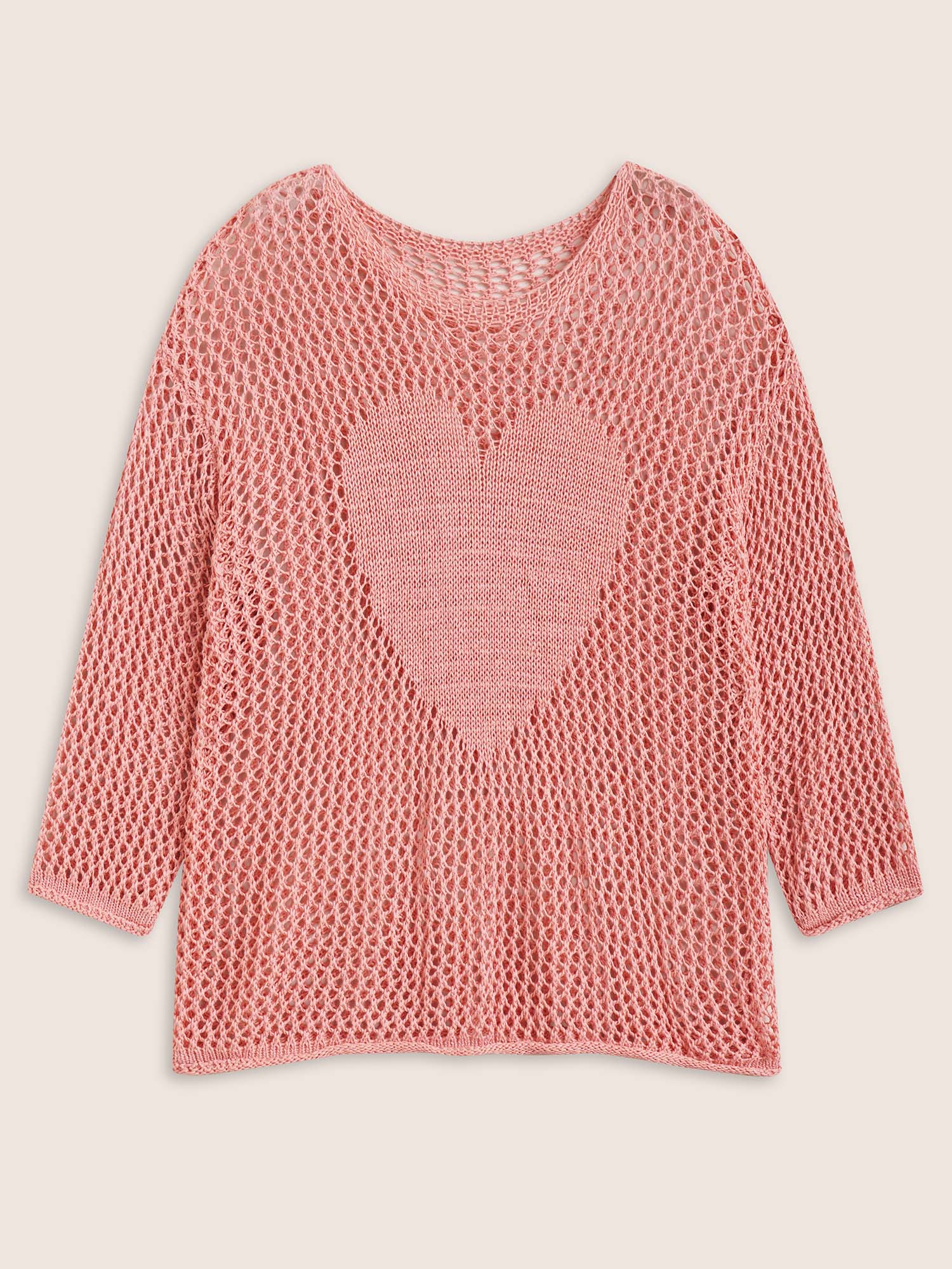 Solid Heart Cut Out See Through Pullover