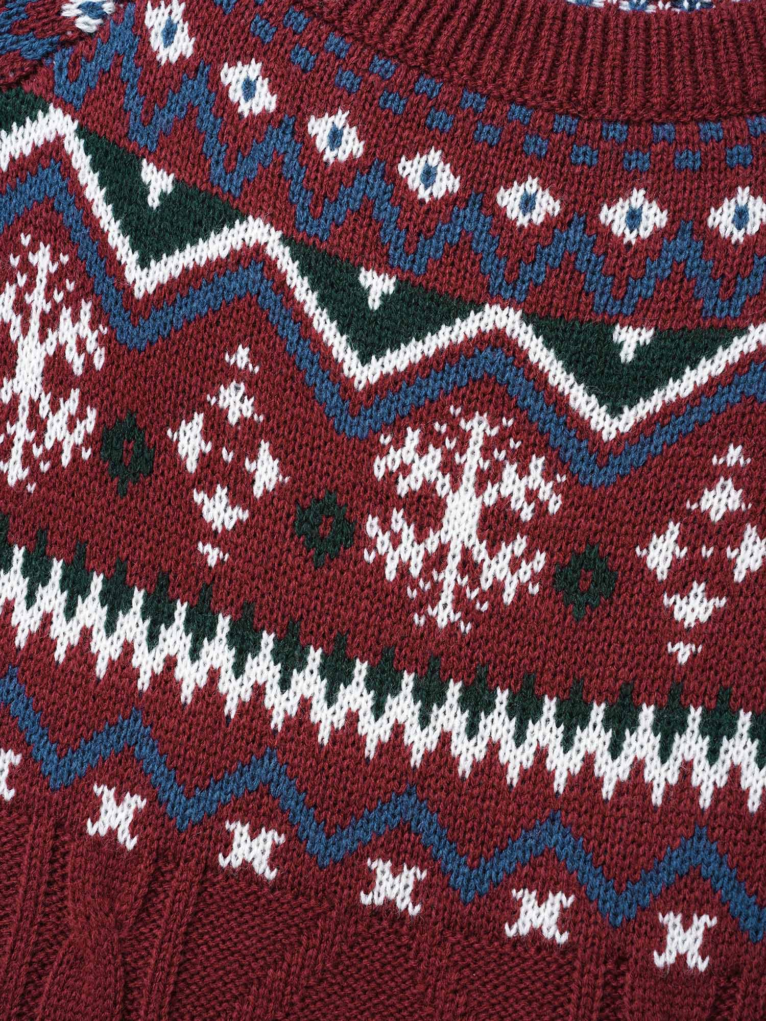 Festive Fair Isle Cable Knit Pullover