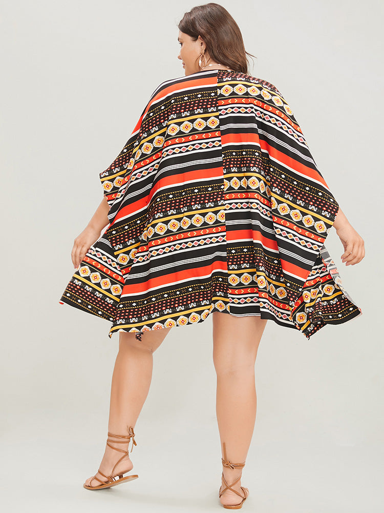 Bandana Dolman Sleeve Open Front Cover Up