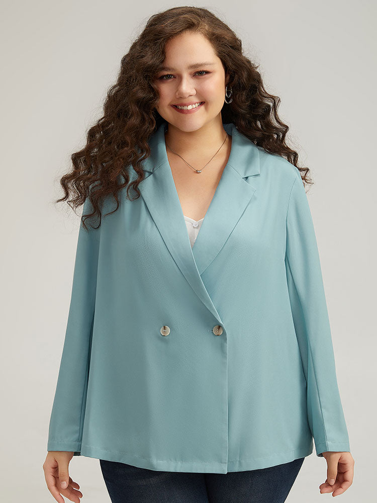 Solid Double Breasted Lapel Collar Blazer