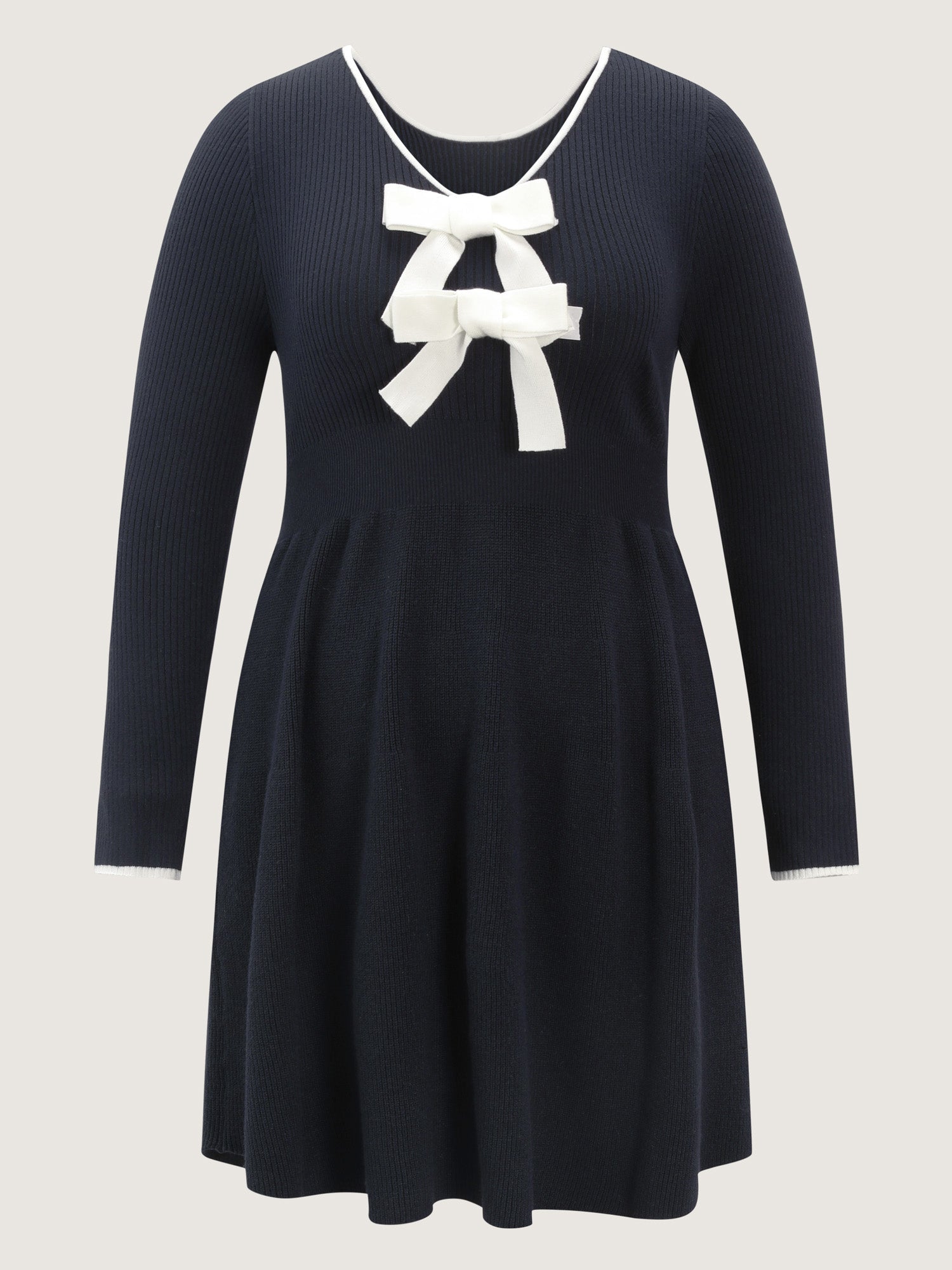 Bowknot Back A-Line Cinched-Waist Sweater Dress