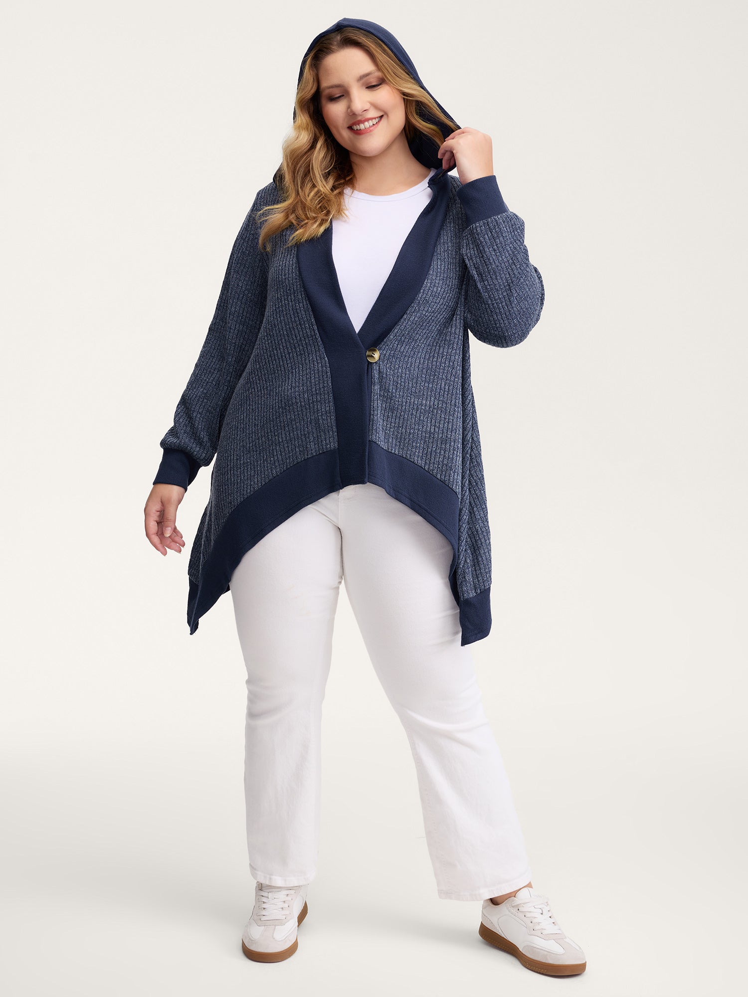 Textured Contrast Edge Hooded Jacket