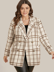 Plaid Suit Collar Button Down Pocket Blazer