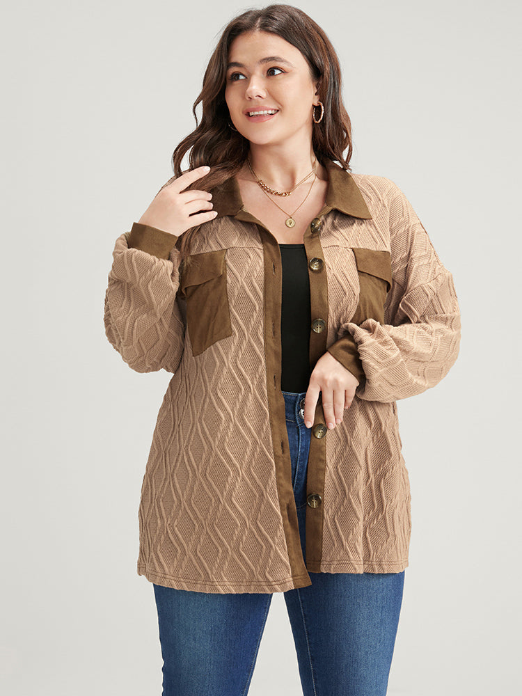 Geometric Contrast Flap Pocket Button Up Shirt