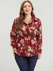 Floral Print Shirt Collar Button Up Blouse