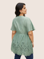 Plain Broderie Anglaise Drawstring Kimono