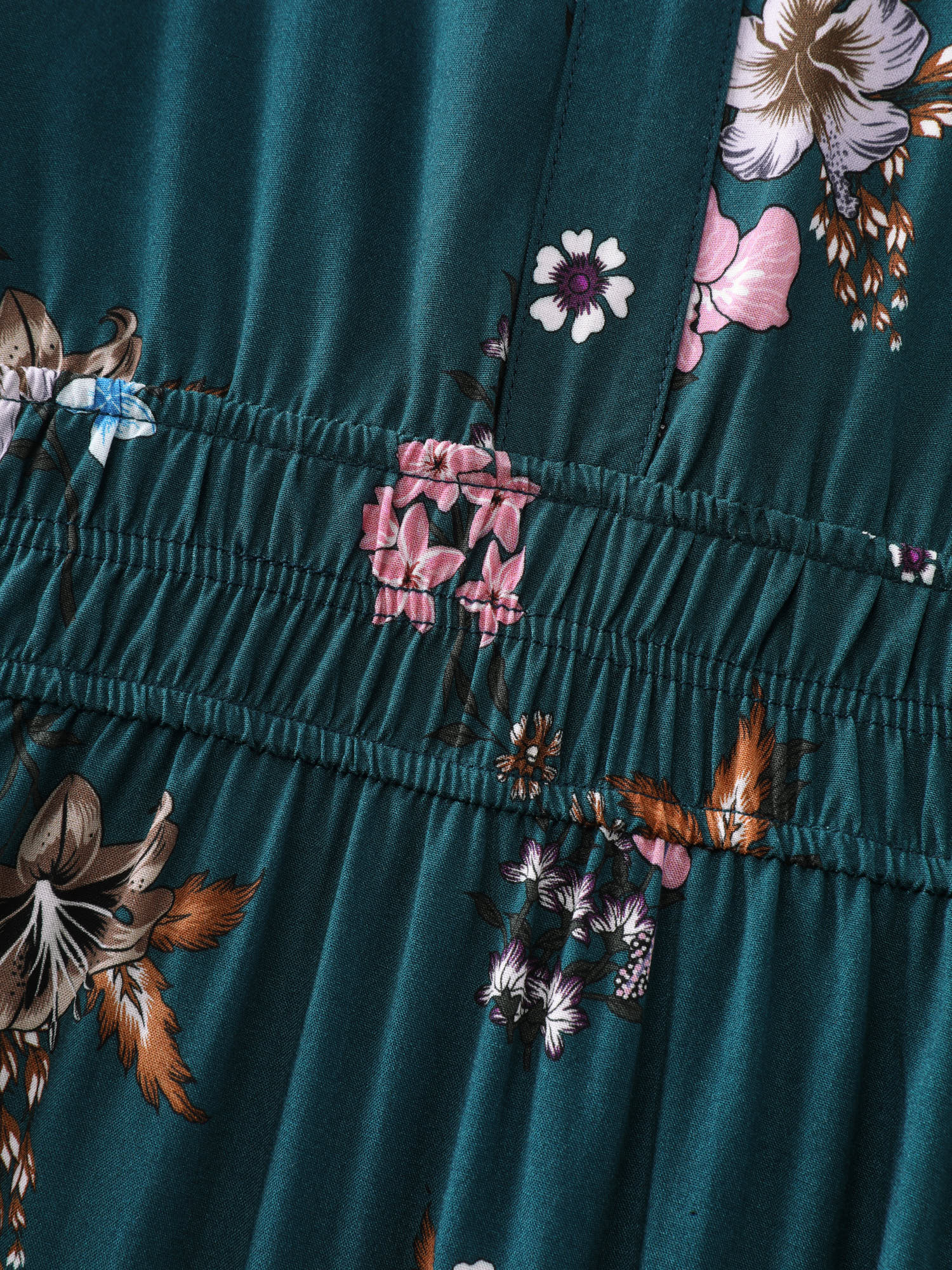 Floral Print Pockets Notched Collar Maxi Dress