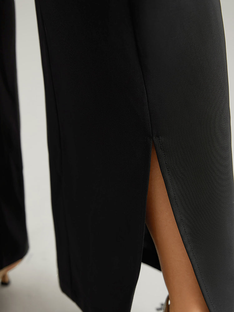 Static-Free Metal Chain Detail Split Hem Pants