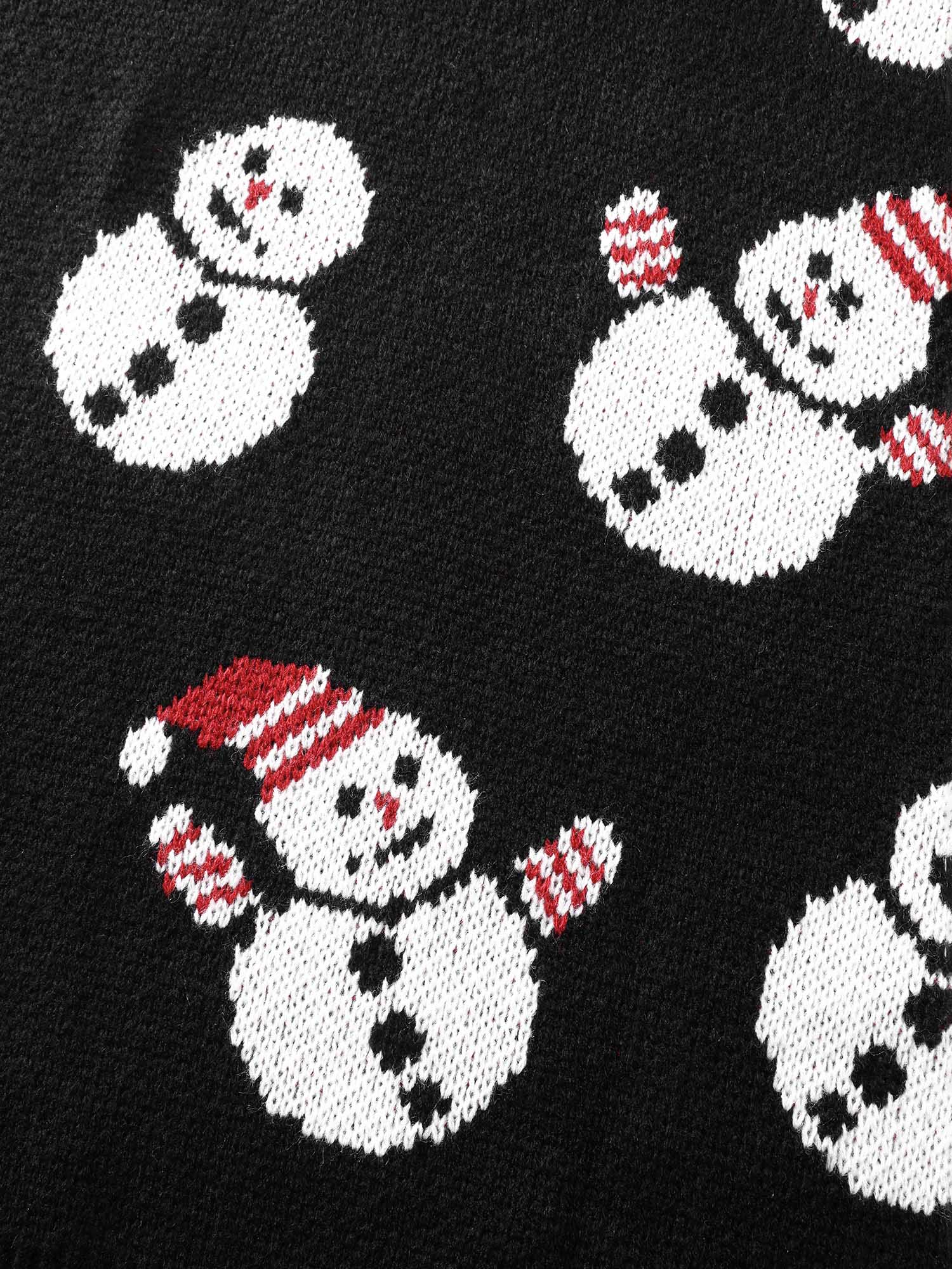 Snowman Jacquard Round Neck Pullover